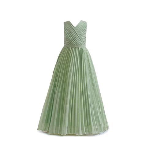 GetWish Flower Girls Wedding Guest Dress Junior Bridesmaid Formal Pageant Pleated Fancy Long Dresses Evening Party Gown - Image 1