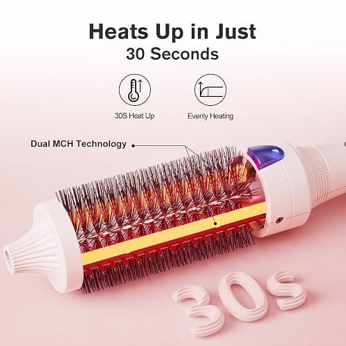 K&K Thermal Brush for Blowout Look, 1 1/2 Inch Ionic Heated Round Makes Hair Smoother, Dual Voltage Thermal Round Brush Get Natural Curls, Easy to Use, Rose Pink thumbnail 6