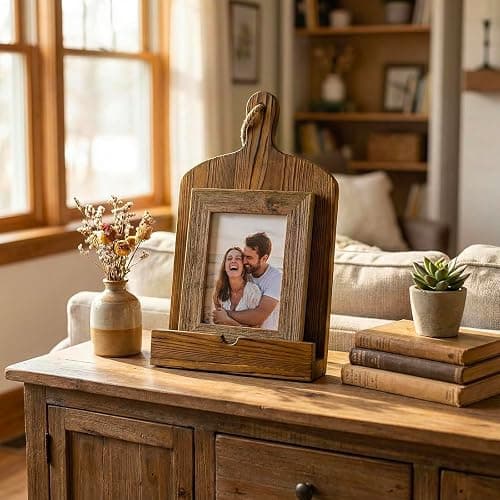 MyGift Cookbook Stand Recipe Book Holder Brown Wood Cutting Board Design | Kitchen Display Easel Reading Support Countertop Cooking Manual Tablet Rest Baking Meal Preparation Home Chef Organizer thumbnail 6