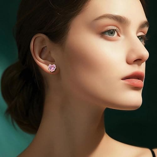MIUSISHIYU 8mm Heart-Cut Birthstone Stud Earrings for Women – 18K Gold Plated Hypoallergenic Cubic Zirconia Earrings, Nickel Free, 12 Months Colors, Everyday Jewelry, Gift for Her, Bridal, Birthday, Christmas thumbnail 2