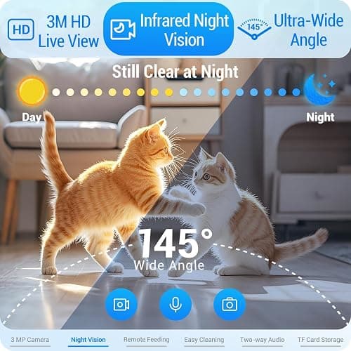 Frienhund Automatic Cat Feeder with 2K Camera: 5G WiFi Automatic Dog Feeder with Night Vision,Cat Food Dispenser with 7L Large Food Storage Container for Multiple Pet,Detachable for Easy Clean -29 Cup thumbnail 3