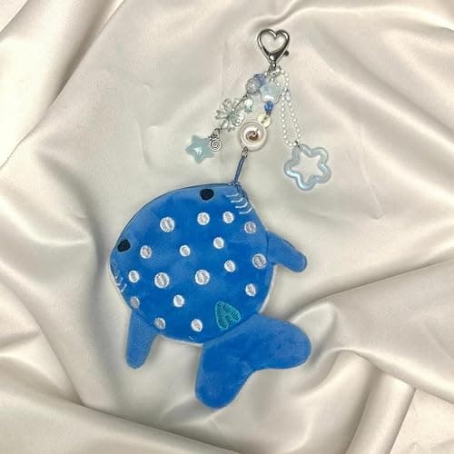 Whale Shark Coin Purse Keychain,Cute Plush Change Purse with Zipper Keychain,Kawaii Handmade Coin Pouches for Women thumbnail 2