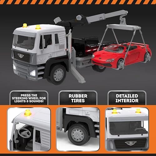 Driven by Battat – Toy Tow Truck for Kids – Rescue Vehicle Toy – Lights & Sounds – Movable Parts – 3 Years + – Tow Truck, 20 inches thumbnail 5