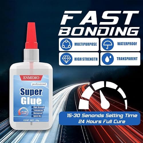 (2-in-1) Super Glue with Brush Applicator & Nozzle,Mess Free Superglue Brush,Instant Glue for All Purpose and Fast Setting,3000 CPS No Stain Waterproof Clear Ca-Glue thumbnail 3