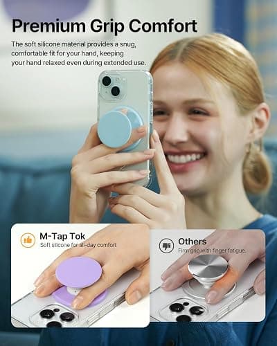 Sinjimoru for MagSafe Phone Grip, Soft Silicone Magnetic Finger Grip for iPhone 17/16/15/14/13, Comfortable One-Touch Holding, M-Tap Tok Black thumbnail 2