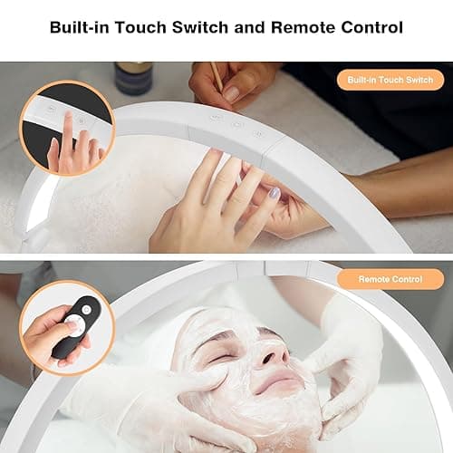 Mznoo Half Moon Light for Nail Desk, 30'' Large Half Moon Desk Lamp with Phone Holder, Professional Nail Tech Light with 3 Color Modes and 5 Brightness for Manicure Salon and Handicraft (White) thumbnail 7