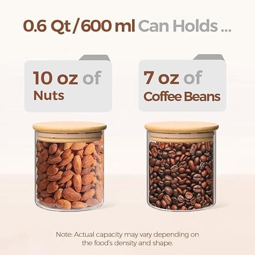ComSaf 0.6 Qt Glass Food Storage Jars Set of 9, Clear Glass Storage Containers with Lids, Pantry Organization Jar, Spice, Blooming Tea, Oat, Coffee and Sugar Container, Small Canister Set for Kitchen thumbnail 4