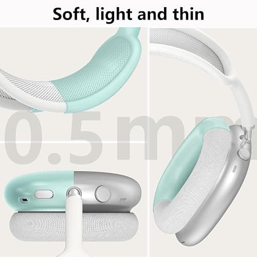 Silicone Case Cover for AirPods Max Headphones, Ear Pad Case Cover/Ear Cups Cover/Headband Cover for AirPods Max (USB-C/Lightning)(2024/2020), Soft Skin Accessories for Apple AirPod Max, Foggy Blue thumbnail 5