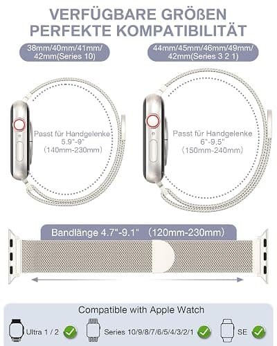 OULUOQI Ersatzarmband Kompatibel mit Apple Watch Armband 40mm 42mm 41mm 38mm 46mm 45mm 44mm Damen Herren, Einstellbar Edelstahl Metall Armbänder für iWatch Series 11 10 9 8 7 6 5 4 2 SE 3 Ultra 3 thumbnail 6