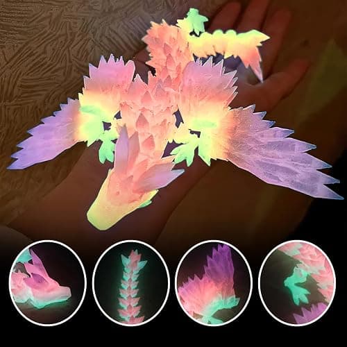 Flying Dragons Eggs, 3D Printed Dragon Egg with Articulated Wings Dragon Inside and with Glow in The Dark, Home Desktop Decor, Creative Ornaments, Easter Birthday Gifts thumbnail 3