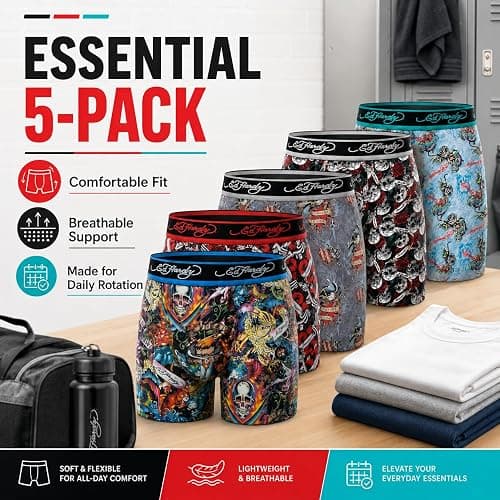 ED HARDY Mens Boxer Briefs Breathable Underwear Durable Boxers Multipack thumbnail 6