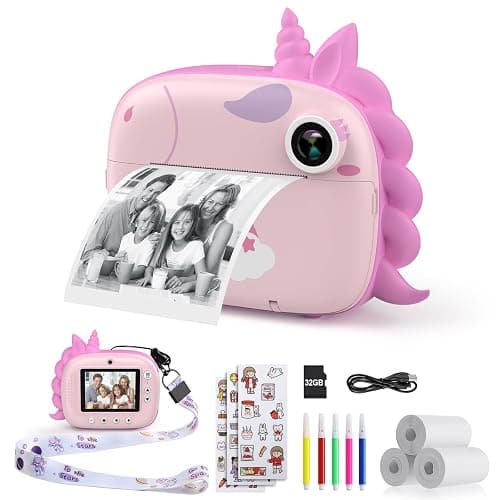 HiMont Kids Camera Instant Print, Selfie Digital Camara for Kids with Print Paper & 32G Card, 2.5K Video & Instant Print Camera with Color Pens for DIY, Fun Gift for Girls Boys 3-12 Years Old (Pink) - Image 1