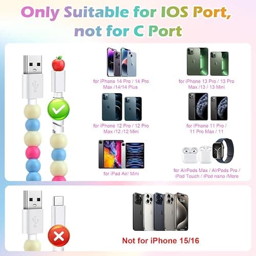 Aolcev for iPhone Charging Cord 3.3FT [MFi Certified] 66W Fast Charger Cable Cute Beaded Phone Charger Cord USB A Charging Cable for iPhone 14 13 12 11 Pro Max 8 7 6 Plus iPad Pro/Air/Mini Colored thumbnail 6