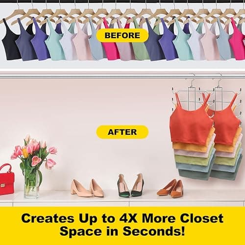 CLODSPAC Closet Organizers and Storage, 6 Tier Tank Top Hanger, Dorm Room Essentials, Non-Slip Bra Hangers Space Saving, Organization for Camisoles Sports Bras Strappy Dress Swimsuits Ties, 3 Pack thumbnail 3