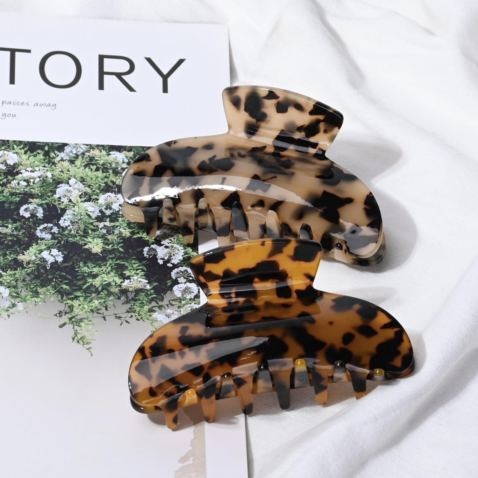 2 pinzas para el pelo plátano, diseño de carey de celuloide francés, barrettes de celuloide, estampado de leopardo, accesorios de moda para mujeres y niñas thumbnail 6