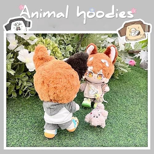niannyyhouse 20cm Plush Doll Clothes Fox Panda Puppy Hoodie Pants 8in Doll Accessories (Yellow) thumbnail 5