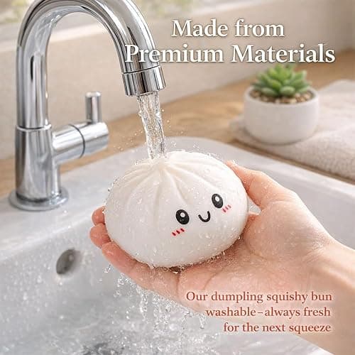Dumpling Squishy, Squishy Dumpling Toy, Glitter Dumplings Squishiest Toy with Steamer Box, Stress & Anxiety Relief Toys for Kids & Adults Non-Edible (Gold) thumbnail 6