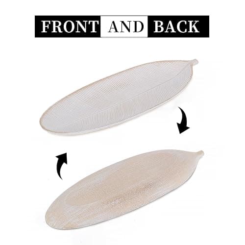 Hanobe Leaf Wooden Decorative Tray: Leaf Shaped Wood Key Tray Decor Plate Bowl for Crystal Candle thumbnail 7