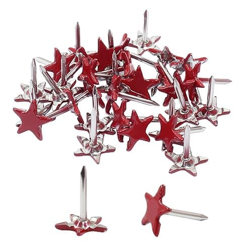 Piutouyar 150 Pcs Star Push Pins, Red Upholstery Tacks Star Shaped Decorative Thumb Tacks Metal Upholstery Pins for Upholstered Furniture Cork Board DIY Projects or Home Decor 11 x 13mm - Image 1