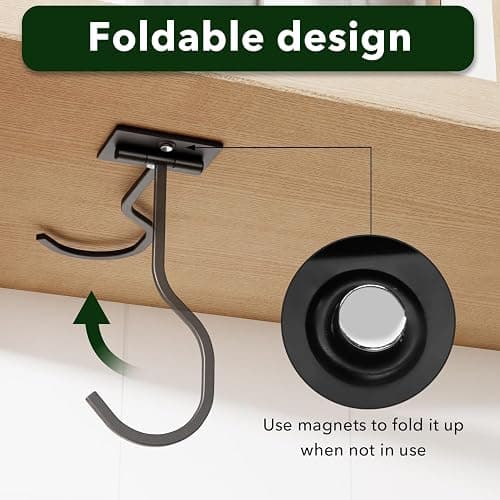 bussdis Under Cabinet Banana Hook Foldable - Adhesive Banana Hanger, Magnetic Banana Holder Hook Under Counter, Sticky Banana Hook, Metal, Black - Black - 1 Pack thumbnail 3