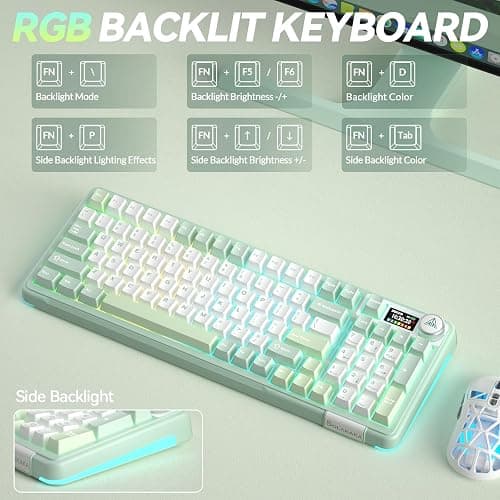 SOLAKAKA A99 Pro Wireless Mechanical Keyboard with BT5.0/2.4GHz/USB-C, LCD Screen & Metal Knob, Gasket-Mounted Gaming Keyboard, Full Hot-Swappable, RGB Creamy Keyboard for Win/Mac thumbnail 8