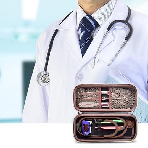 Stethoscope Case Compatible with 3M Littmann Classic III Monitoring/Lightweight II S.E/Cardiology IV Diagnostic/MDF Acoustica Stethoscopes, Extra Pocket for Doctor & Nurse Accessories (Dark Brown) thumbnail 7