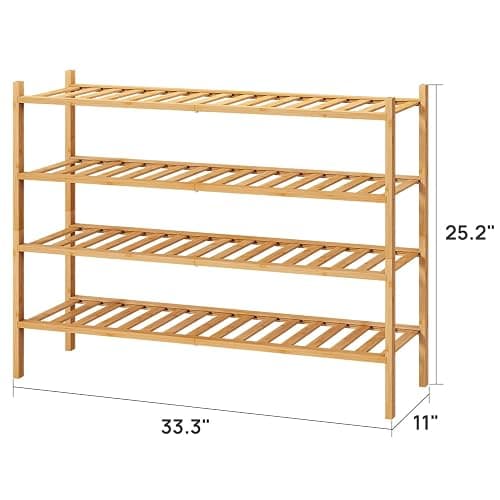 viewcare Shoe Rack, 4-Tier Long Shoe Rack for Entryway, Bamboo Wood Shoe Shelf for Closet & Hallway, Long 33IN | Beautiful | Functional | Sturdy | Durable thumbnail 3