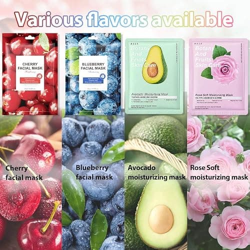 Kaely 10 Pack Variety Face Masks for Kids, Kids Face Mask Spa Day Kit Supplies, Spa Party Favors for Teens Girls Women, Sheet Facial Mask Skincare Gifts Set, Hydrating Nourish for All Skin Types, 02 thumbnail 3