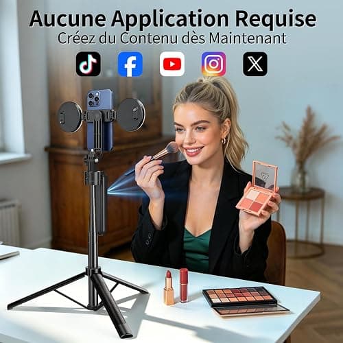 yAyusi Automatique Visage Suivi Trépied avec Lumière, sans App, 360° Rotate 180cm Support de Téléphone avec Capteur de Mouvement, Rétractable Support de Caméra pour Vlog/Vidéo/Enregistrement thumbnail 2