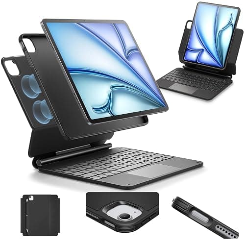 ESR iPad Air 11 Inch Case with Keyboard (M3/M2, 2025/2024) & iPad Pro 11/Air 5th/4th Gen Keyboard, Easy-Set Magnetic Stand, Portrait/Raised Modes, with Removable Protective Case, Black - Image 1
