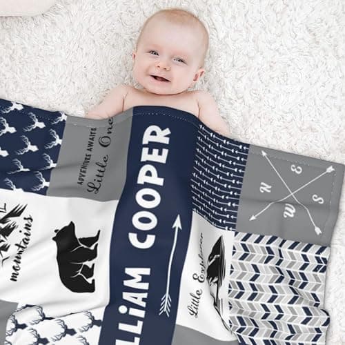 Personalized Baby Blankets for Boys Girls Printed in USA Custom Baby Gift Blanket with Name for Toddlers Kids Fleece Bed Throw Blanket Swaddle for Newborn for Birthday Baby Shower Nursery Blanket thumbnail 5