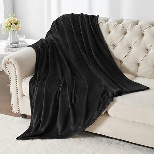BEDELITE Fleece Blanket Black Throw Blankets for Couch & Bed, Luxury Plush Cozy Fuzzy Blanket 50x60 inches, Super Soft Warm Lightweight Throw Blanket for Travel Camping thumbnail 8