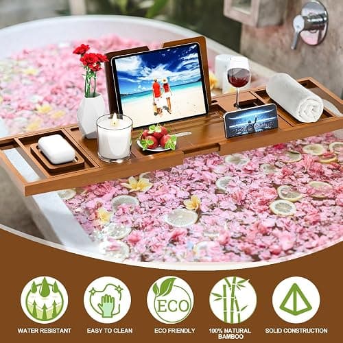 Premium Bathtub Tray Caddy - Bath Table Tray for Bathtub - Bath Tub Tray Table for Bathtub, Expandable Size, Fits Most Bath Tubs thumbnail 2