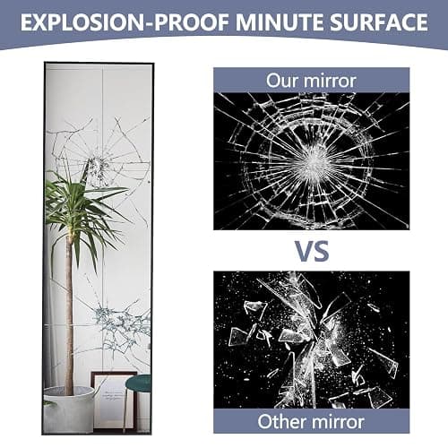 48"x13.8"Full Length Wall Mirror,Anti-Scratch Aluminium Frame,Explosion-Proof Film,High-Definition Dressing Vanity Mirror,Leaning/Hanging Long Mirror for Bedroom,Bathroom,Living Room(Black) thumbnail 7