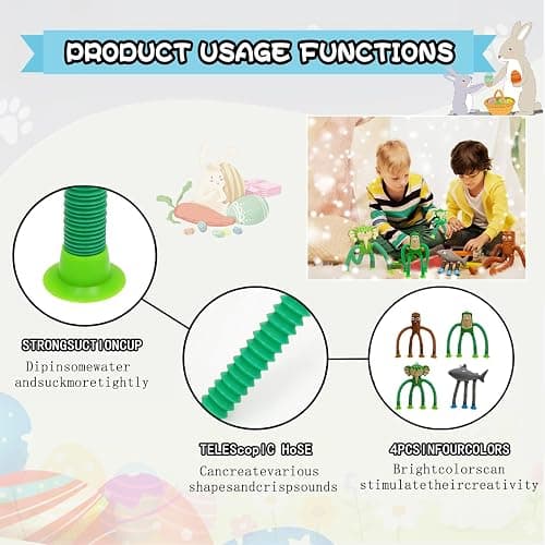 Fidget Toys for Kids Kindergarten Graduation Gifts - 4Pcs Pop Tubes Italian Brainrot Sensory Toys with Suction Cups for Travel, Airplane, Autism & Easter Basket | Stress Relief Gifts for Boys Girls thumbnail 5