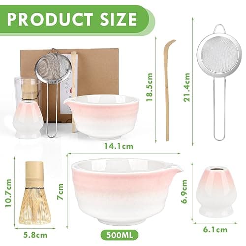 5 Pièces Matcha Kit, Ensemble à Matcha, Kit à Matcha, Avec Cuillere Matcha, Bol Matcha Bec Verseur, Fouet a Matcha, Support de Fouet à Matcha, Tamis à Matcha, pour La Cérémonie Du Thé Matcha (E) thumbnail 2