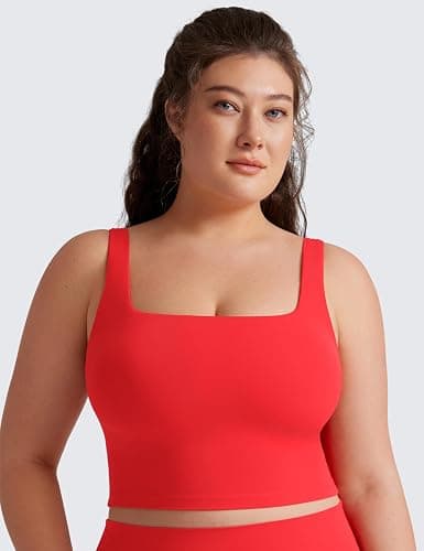 CRZ YOGA Butterluxe Square Neck Crop Tank Tops for Women - Workout Longline Sports Bras Padded Yoga Camisole thumbnail 4