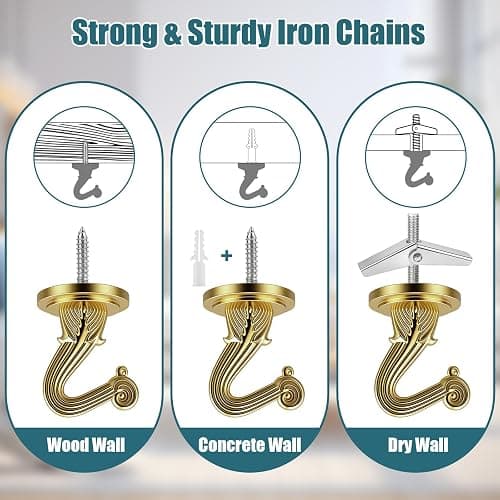 Qryphent 6FT Heavy Duty Brass Hanging Chain Kit Swag Light Decorative Chain | Swag Light Hanging Chain Kit for Lighting Fixture, Chandelier, Plants, Flower Basket, Bird Feeder thumbnail 4