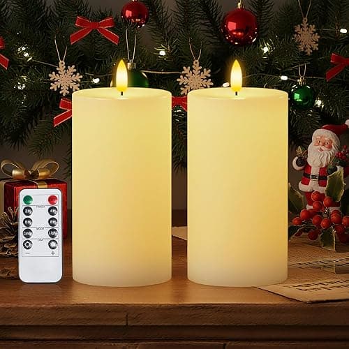 Homemory White 3x6 Inch Flameless Candles Battery Operated with Remote Timer, Real Wax LED Pillar Candle for Home Fireplace Bedroom Living Room Party, Set of 2 - Image 1