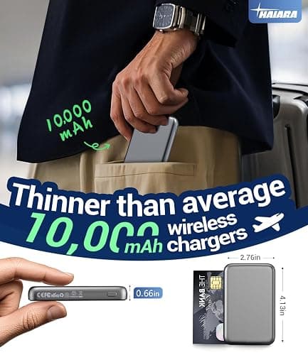 Power Bank (10,000mAh) for Magsafe Portable Charger, Magnetic Battery Pack with USB-C 20W Fast Charging, Slim Wireless Charger for iPhone Air/17/16/15/14/13 Series, for Travel Cruise Essentials thumbnail 2