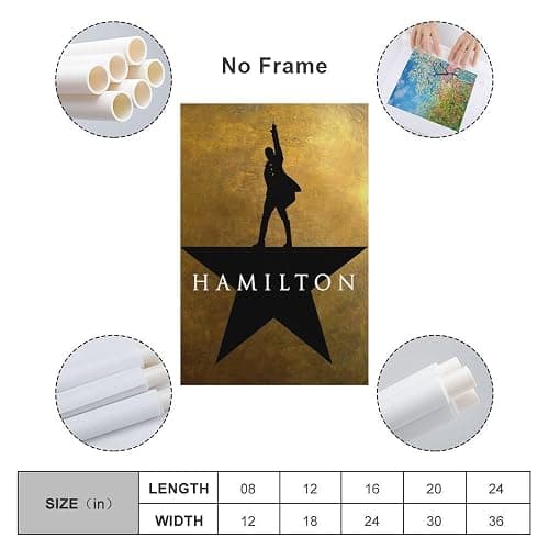 Hamilton Musical Poster,Vintage Music Posters Canvas Art Poster And Wall Art Picture Print Modern Family Bedroom Decor Posters 24x36inch(60x90cm) - 24x36inch(60x90cm) - Unframe-style thumbnail 2