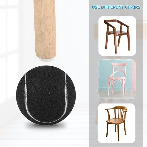 Macarrie 60 Pieces Precut Tennis Bulk Tennis Balls for Chairs Heavy Duty Long Lasting Glide Coverings for Classroom Furniture Legs Protectors and Floor Protection(Black) thumbnail 6