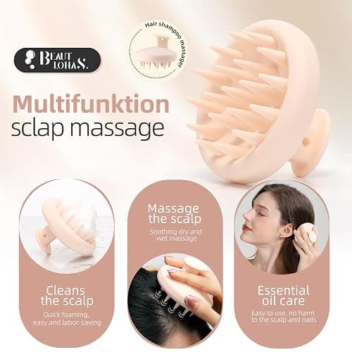 BEAUTLOHAS. One-Piece Silicone Scalp Massage Brush, Scrubber With Soft Massager for Hair Growth, Deep Cleansing Relaxation, Durable, Gentle on Scalp, Wet Dry Hair Massage Tool thumbnail 6