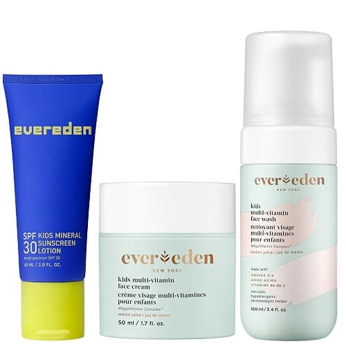 Evereden Kids Daily 1-2-3 Routine Bundle: Clean & Vegan Skin Care Set - Hydrating & Nourishing Tween Skincare Set with Multi-Vitamin Face Wash, Face Cream, Lotion, & SPF 30 Mineral Sunscreen (Melon) - Image 1