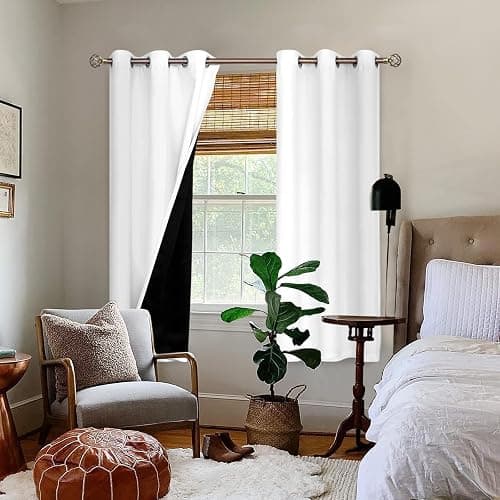BGment White Blackout Curtains 63 Inch Long - Black Out Curtains for Bedroom Thermal Insulated Curtains for Winter Grommet Total Room Darkening Window Drapes, 2 Panels, 42 x 63 Inch thumbnail 2