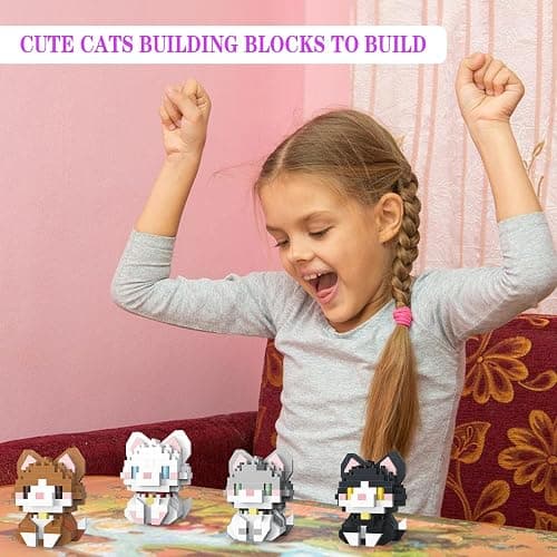 QISHOUTING 9 Packs Mini Cats Building Blocks, 9 Styles Small Cute Cat Building Set,Miniature Cat Figurine Toys for Adults Women,Birthday Party Favors Stocking Stuffers thumbnail 4