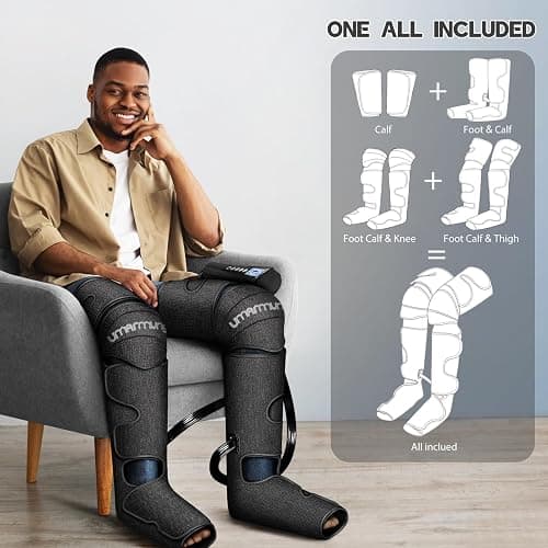 Gifts for Men, Women, Dad, Mom, Mothers Day, Fathers Day, Christmas, Birthday, Air Compression Massager with Heat for Foot, Leg, Knee, Works for Vericose Veins, Muscle Fatigue, Cramps, Swelling, Edema thumbnail 3