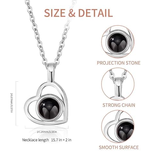 Easycosy Personalized Picture Necklace Projection Necklace with Photo Inside - Custom Photo Heart Pendant Necklace - Photo Gifts Christmas Birthday Love Memorial Gifts for Girlfriend Wife Women thumbnail 3