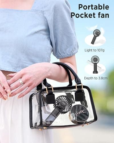 EasyAcc Mini Handheld Fan, Portable Personal Pocket Fan Lifetime Service Powerful Wind 3 Speeds with Lanyard and Detachable Base Cooling Desk Fan for Kids Elderly Women for Travel Outdoor Office Pink - Pink thumbnail 6