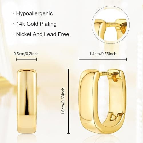 925 Sterling Silver Earrings Small Chunky Silver Earrings for Women Trendy Small Hoop Earrings Silver Hypoallergenic Earrings Small Thick Huggie Hoops Earrings for Jewelry Gifts thumbnail 4